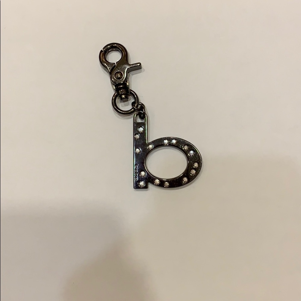 Bebe Metal Gray Crystal Jeweled Keychain